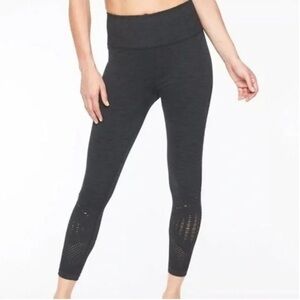 Athleta Black High-Waisted Halasana seamless eyelet detail charcoal medium